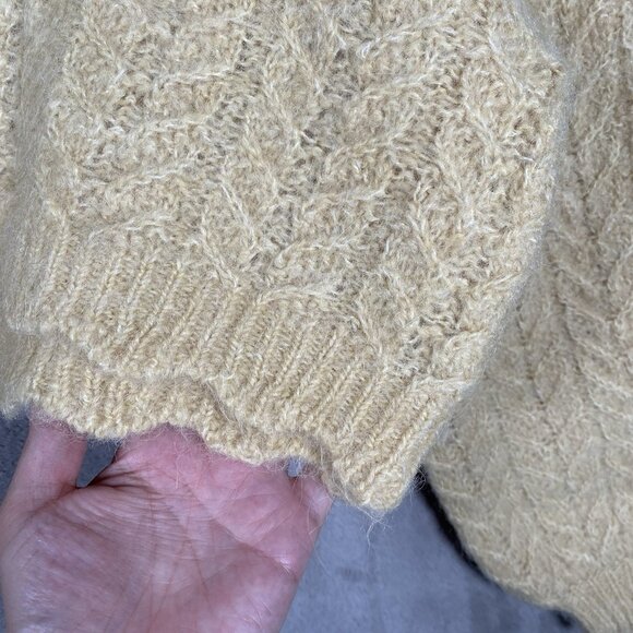 Zara Cropped Sweater Size S Alpaca Wool Blend Knit Peter Pan Collar Blogger Fave - Picture 7 of 12